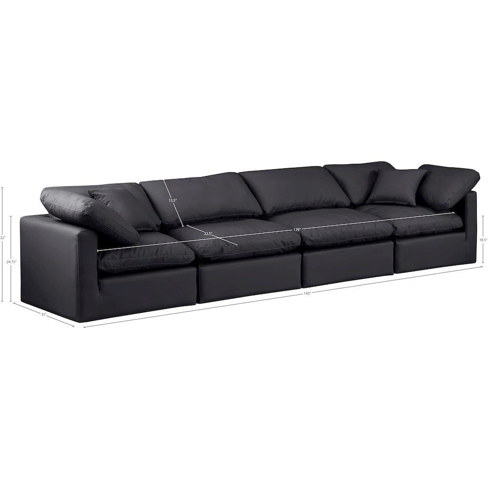 Indulge Black Vegan Leather Modular Sofa. Picture 8