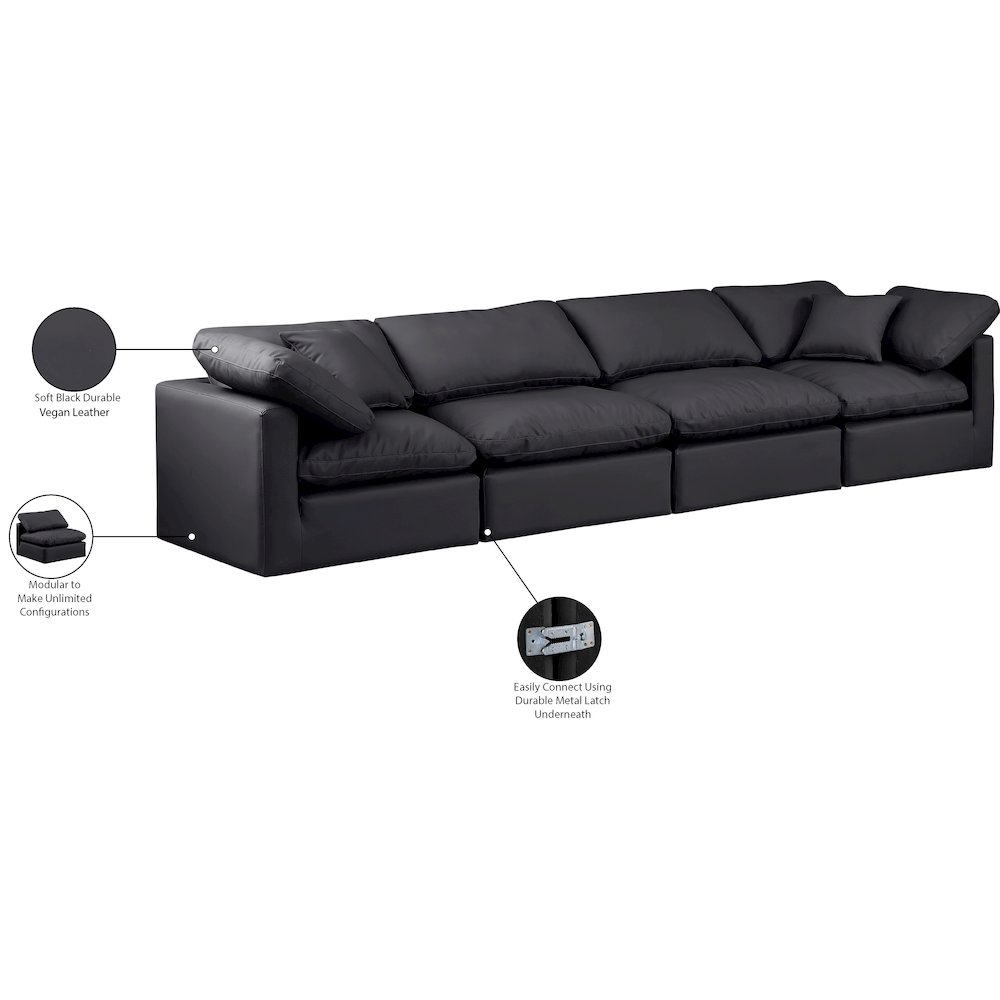 Indulge Black Vegan Leather Modular Sofa. Picture 9