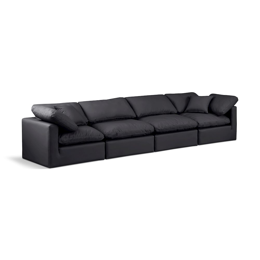 Indulge Black Vegan Leather Modular Sofa. Picture 1