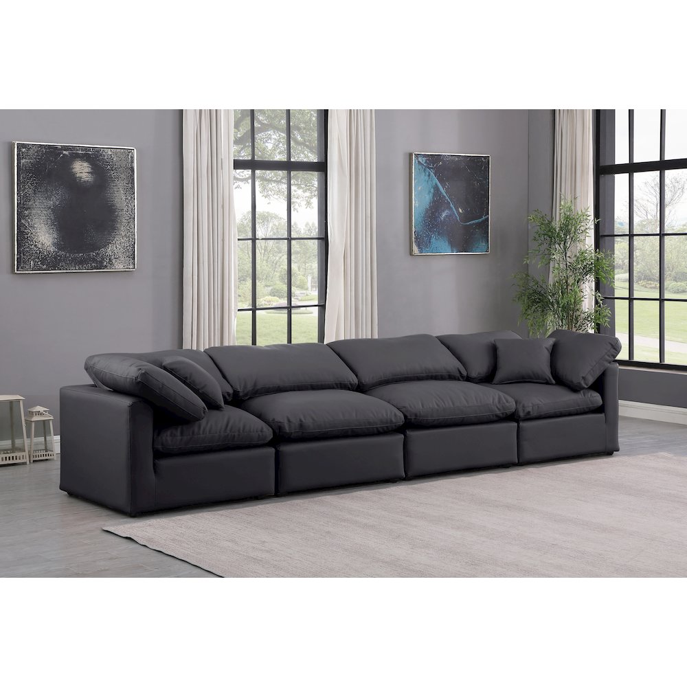 Indulge Black Vegan Leather Modular Sofa. Picture 2