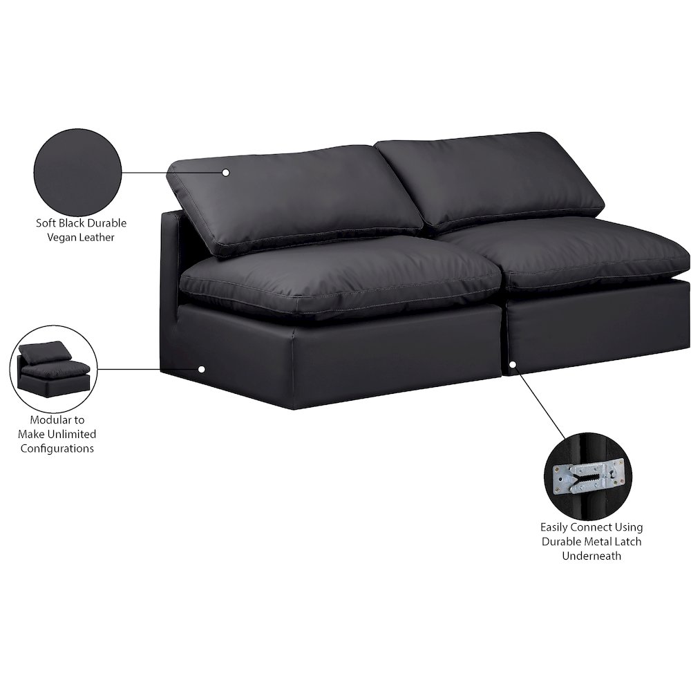 Indulge Black Vegan Leather Modular Sofa. Picture 8