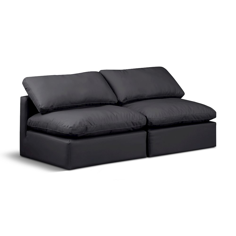 Indulge Black Vegan Leather Modular Sofa. Picture 1