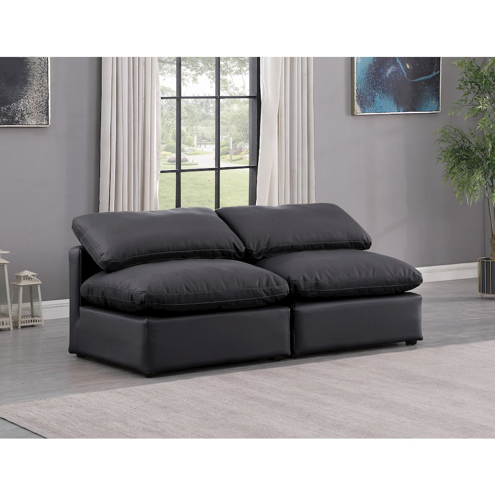Indulge Black Vegan Leather Modular Sofa. Picture 2