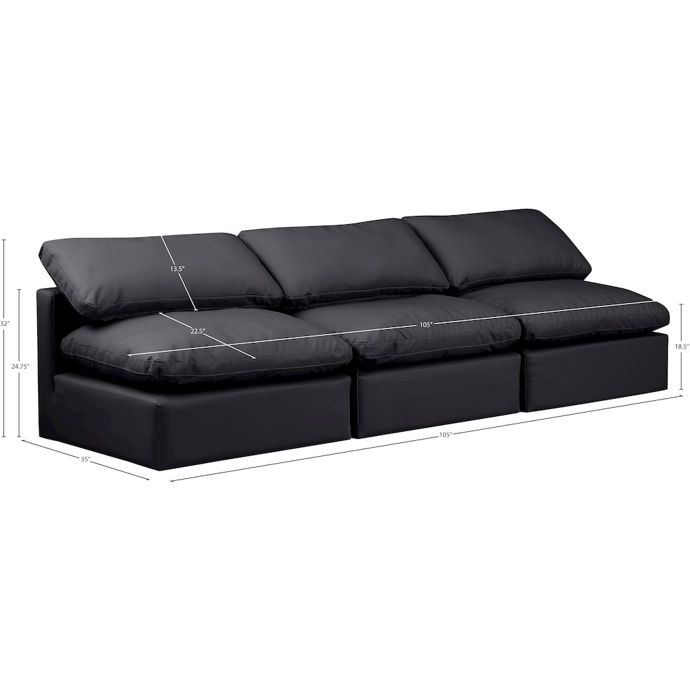 Indulge Black Vegan Leather Modular Sofa. Picture 7