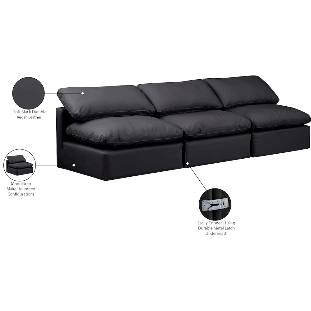 Indulge Black Vegan Leather Modular Sofa. Picture 8