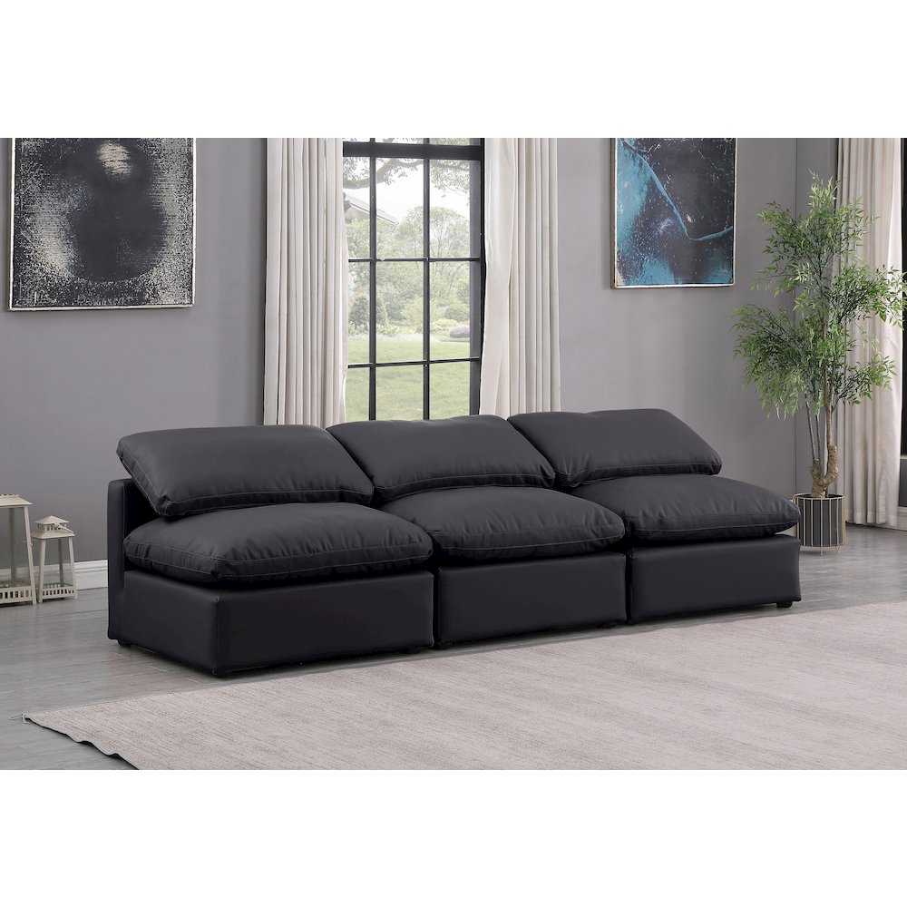 Indulge Black Vegan Leather Modular Sofa. Picture 2