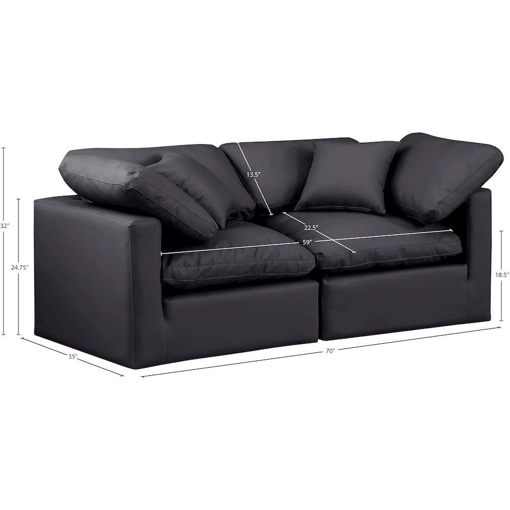 Indulge Black Vegan Leather Modular Sofa. Picture 8