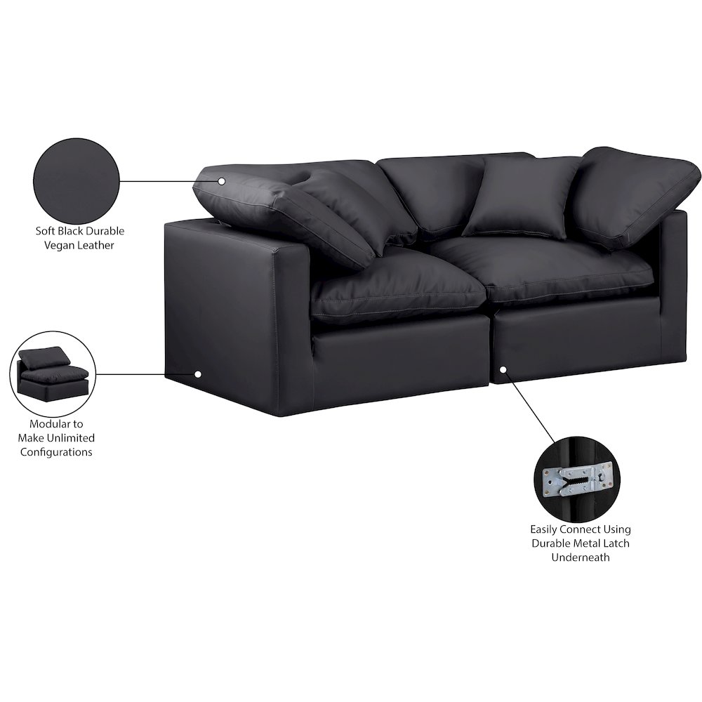 Indulge Black Vegan Leather Modular Sofa. Picture 9