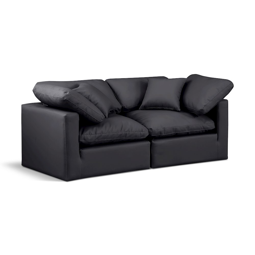 Indulge Black Vegan Leather Modular Sofa. Picture 1