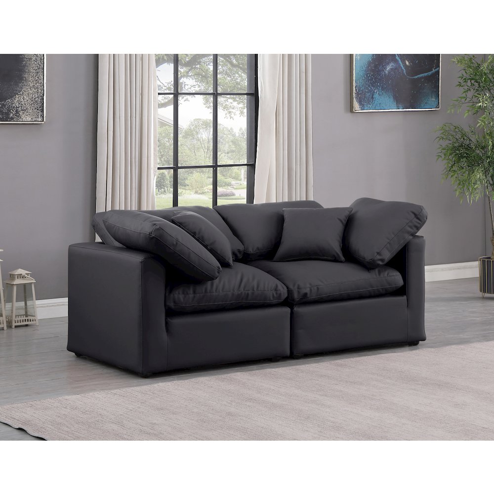 Indulge Black Vegan Leather Modular Sofa. Picture 2