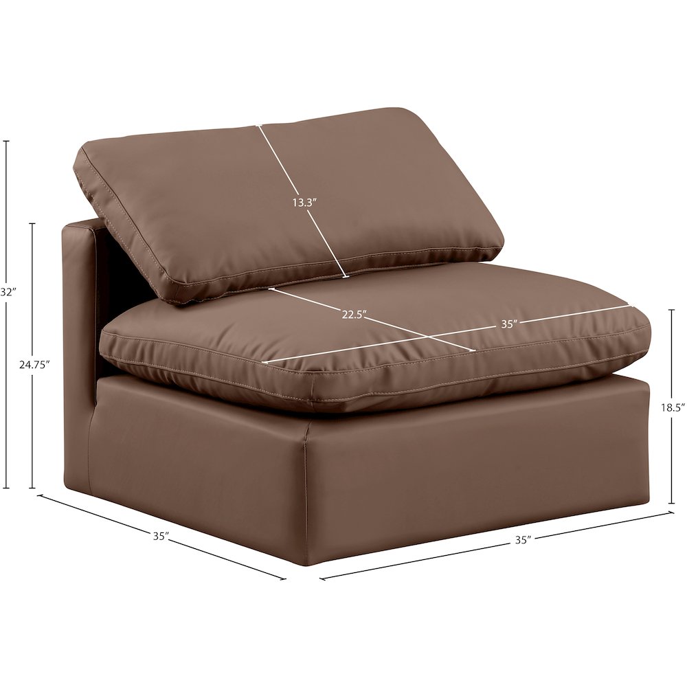 Indulge Brown Vegan Leather Armless Chair. Picture 8