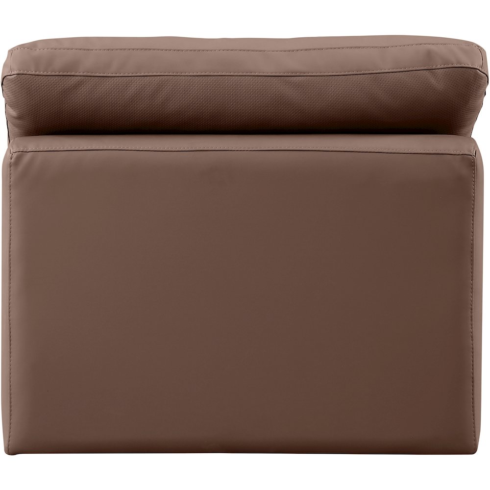 Indulge Brown Vegan Leather Armless Chair. Picture 3