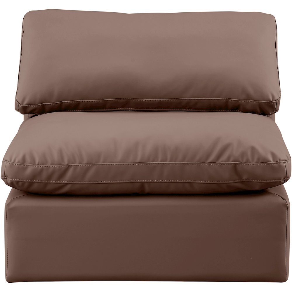 Indulge Brown Vegan Leather Armless Chair. Picture 4