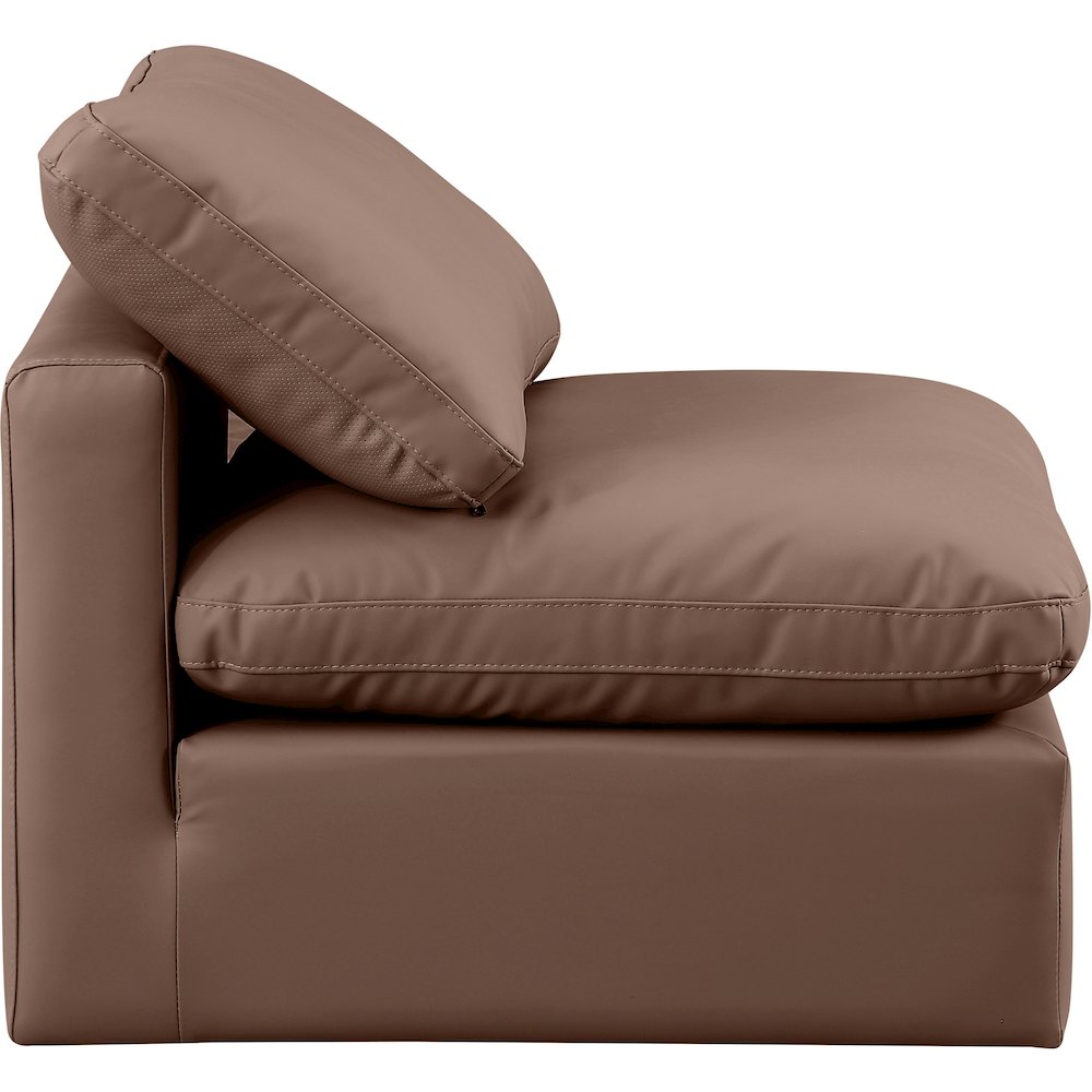 Indulge Brown Vegan Leather Armless Chair. Picture 5