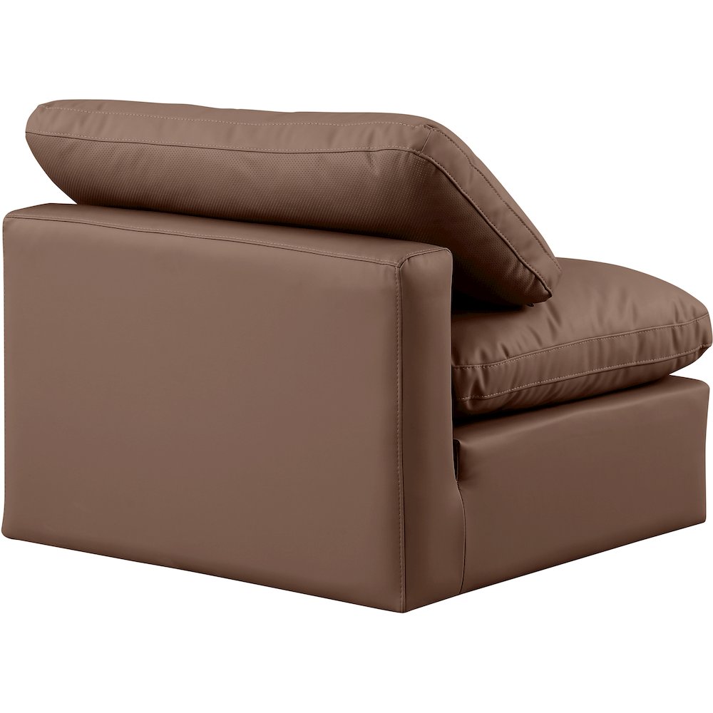 Indulge Brown Vegan Leather Armless Chair. Picture 6
