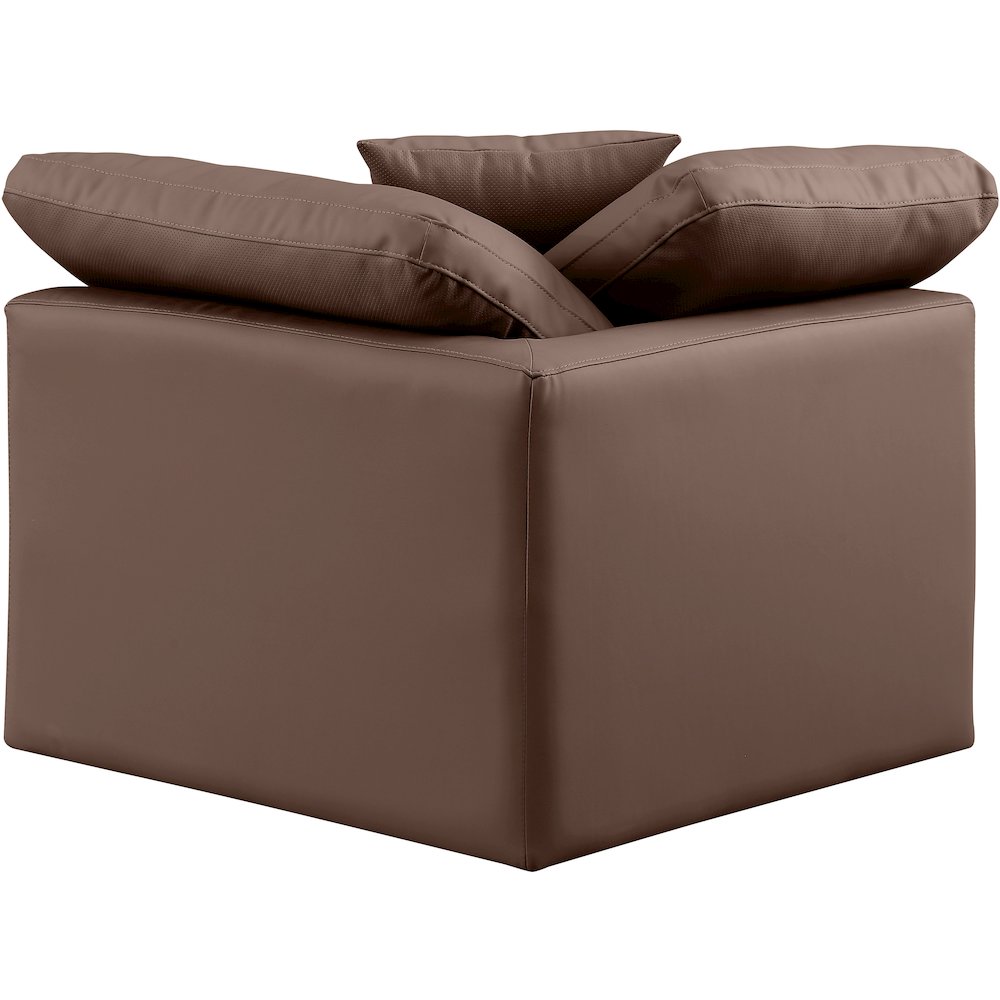 Indulge Brown Vegan Leather Corner Chair. Picture 3