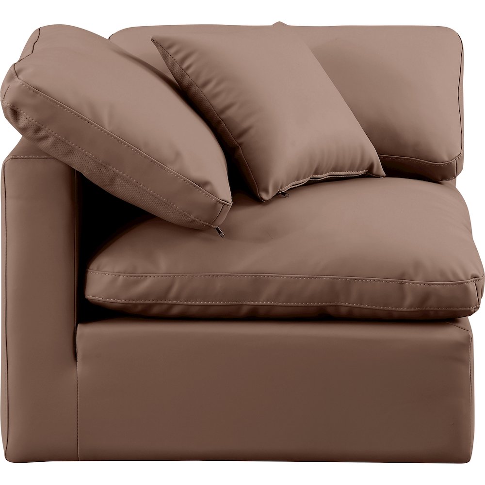 Indulge Brown Vegan Leather Corner Chair. Picture 4