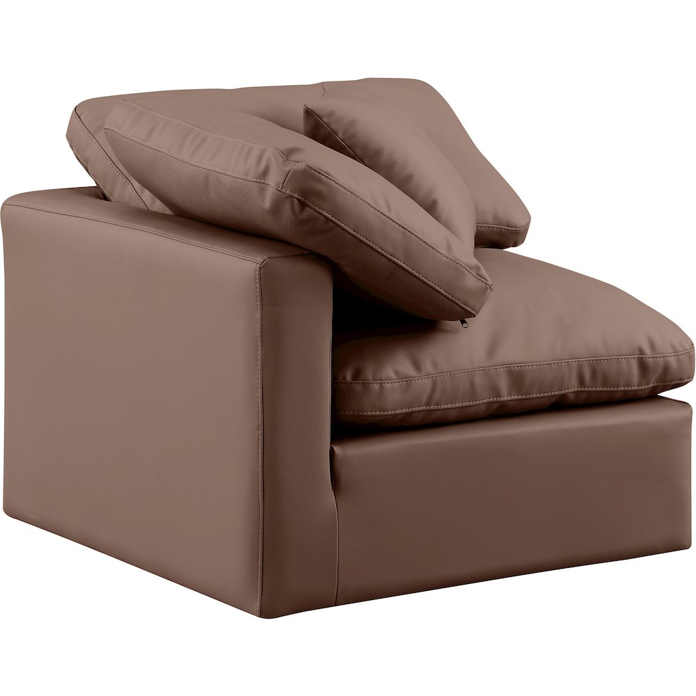 Indulge Brown Vegan Leather Corner Chair. Picture 6