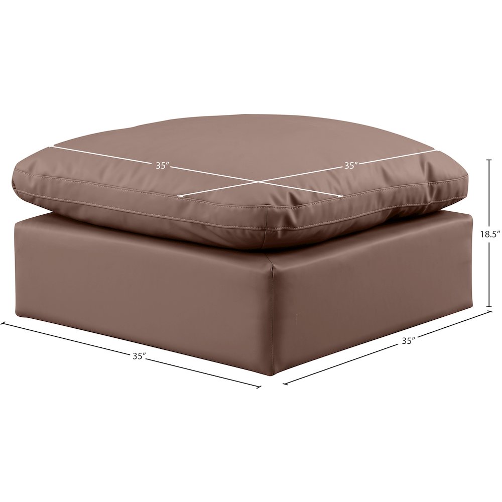 Indulge Brown Vegan Leather Ottoman. Picture 4