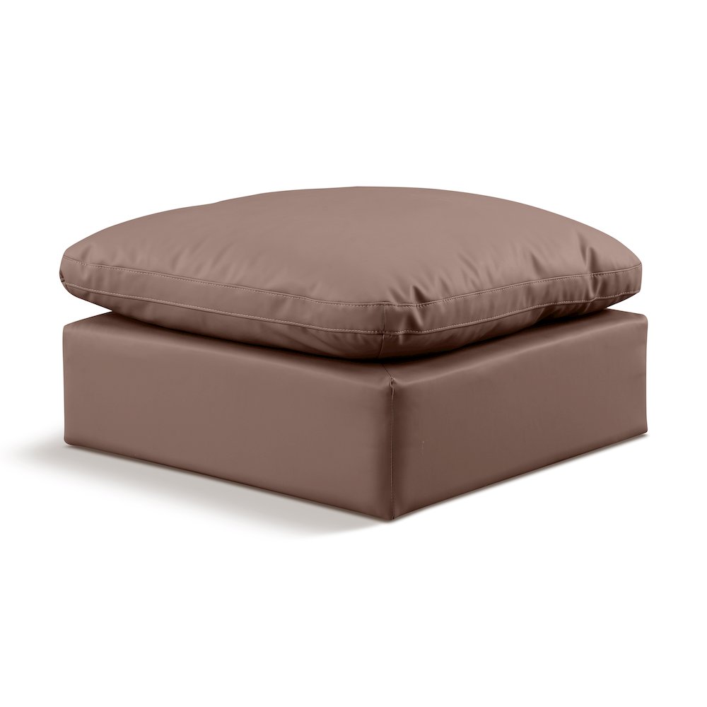 Indulge Brown Vegan Leather Ottoman. Picture 1