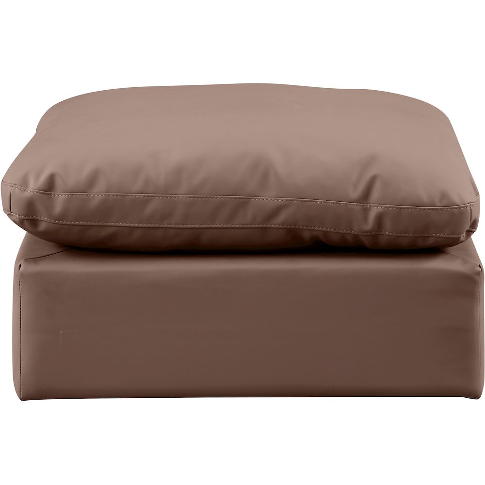 Indulge Brown Vegan Leather Ottoman. Picture 3