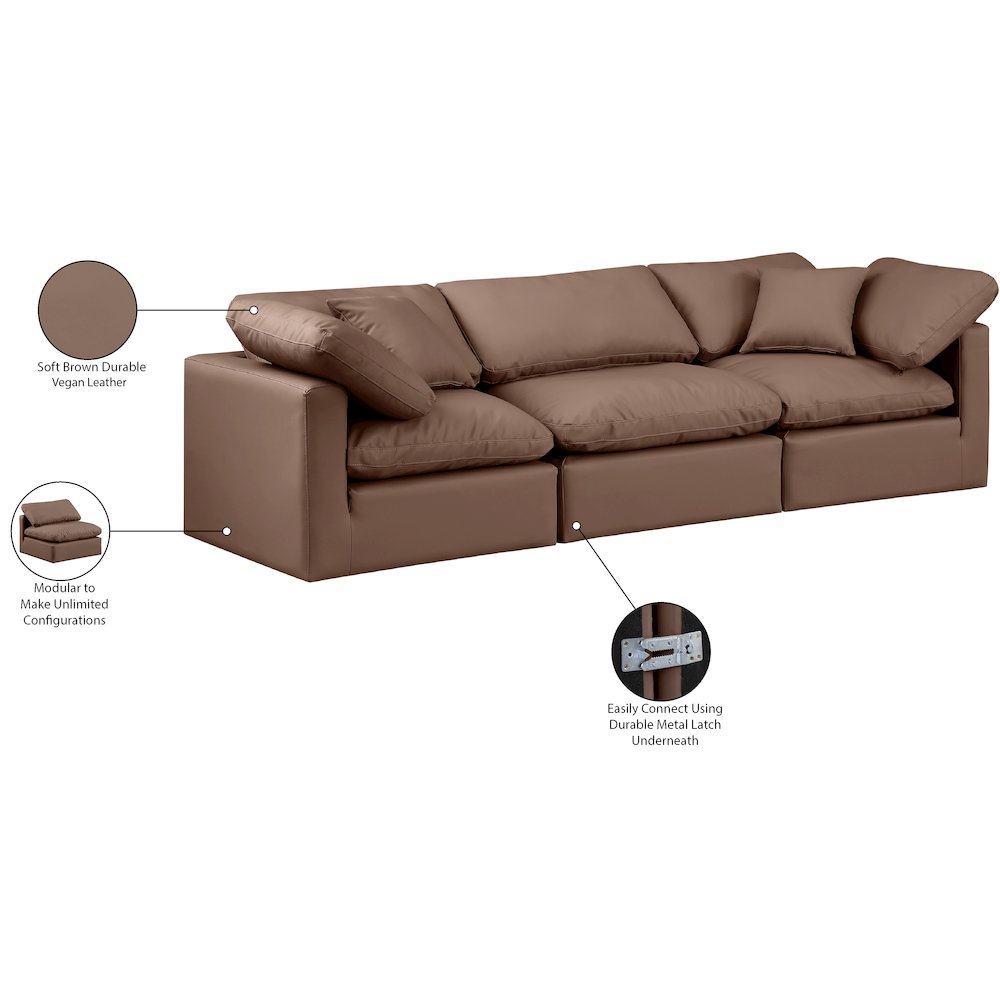 Indulge Brown Vegan Leather Modular Sofa. Picture 9