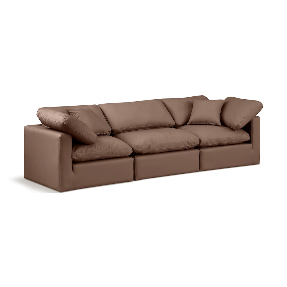 Indulge Brown Vegan Leather Modular Sofa. Picture 1