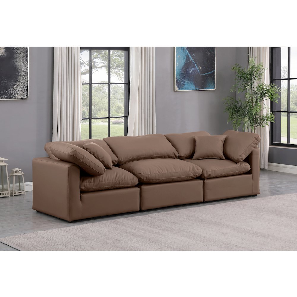 Indulge Brown Vegan Leather Modular Sofa. Picture 2
