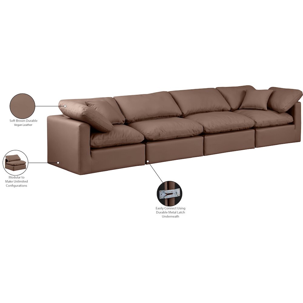 Indulge Brown Vegan Leather Modular Sofa. Picture 9