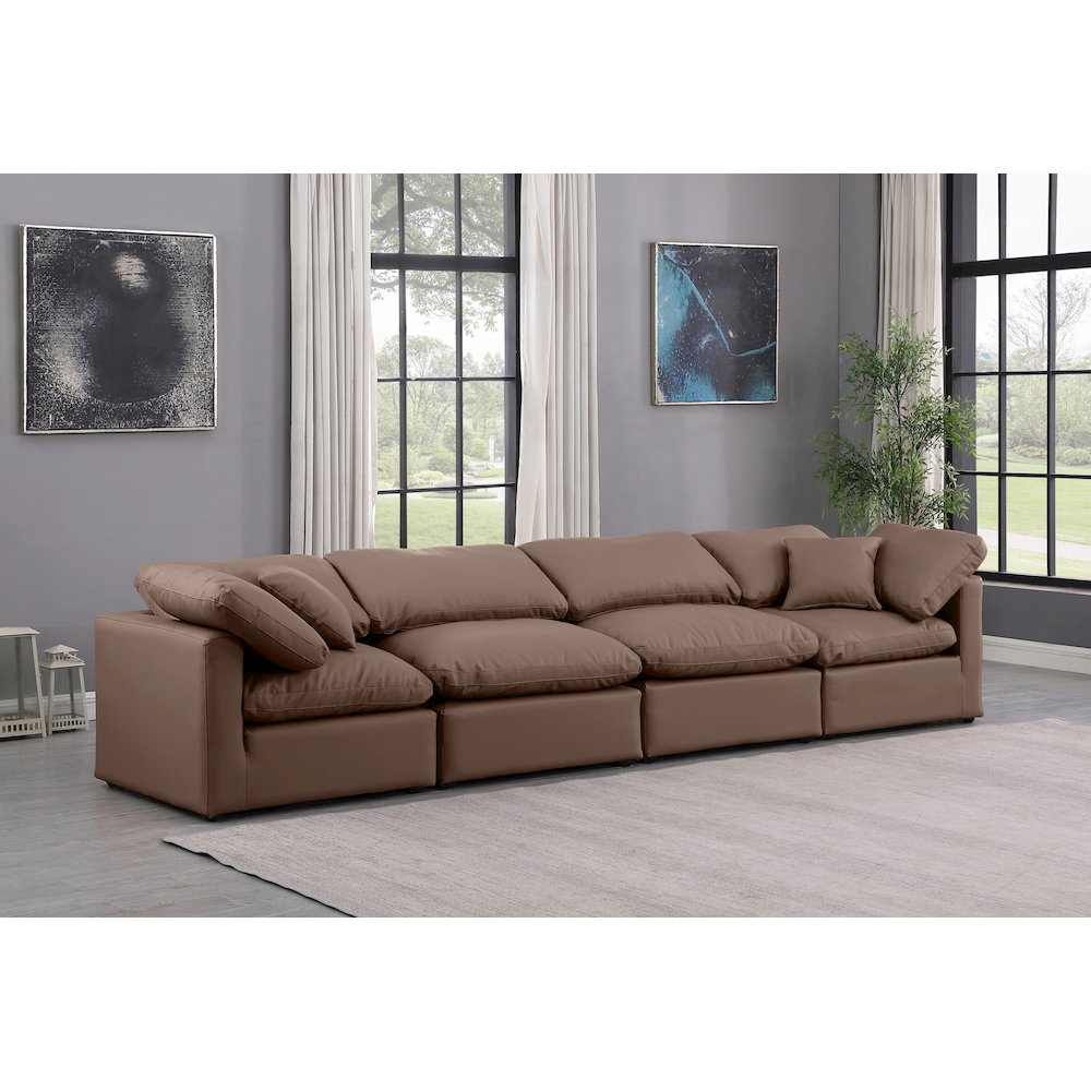 Indulge Brown Vegan Leather Modular Sofa. Picture 2