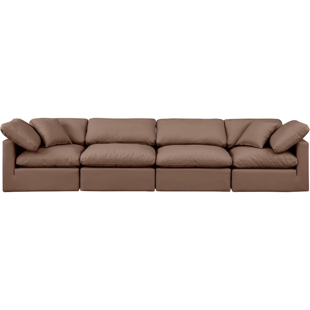 Indulge Brown Vegan Leather Modular Sofa. Picture 4