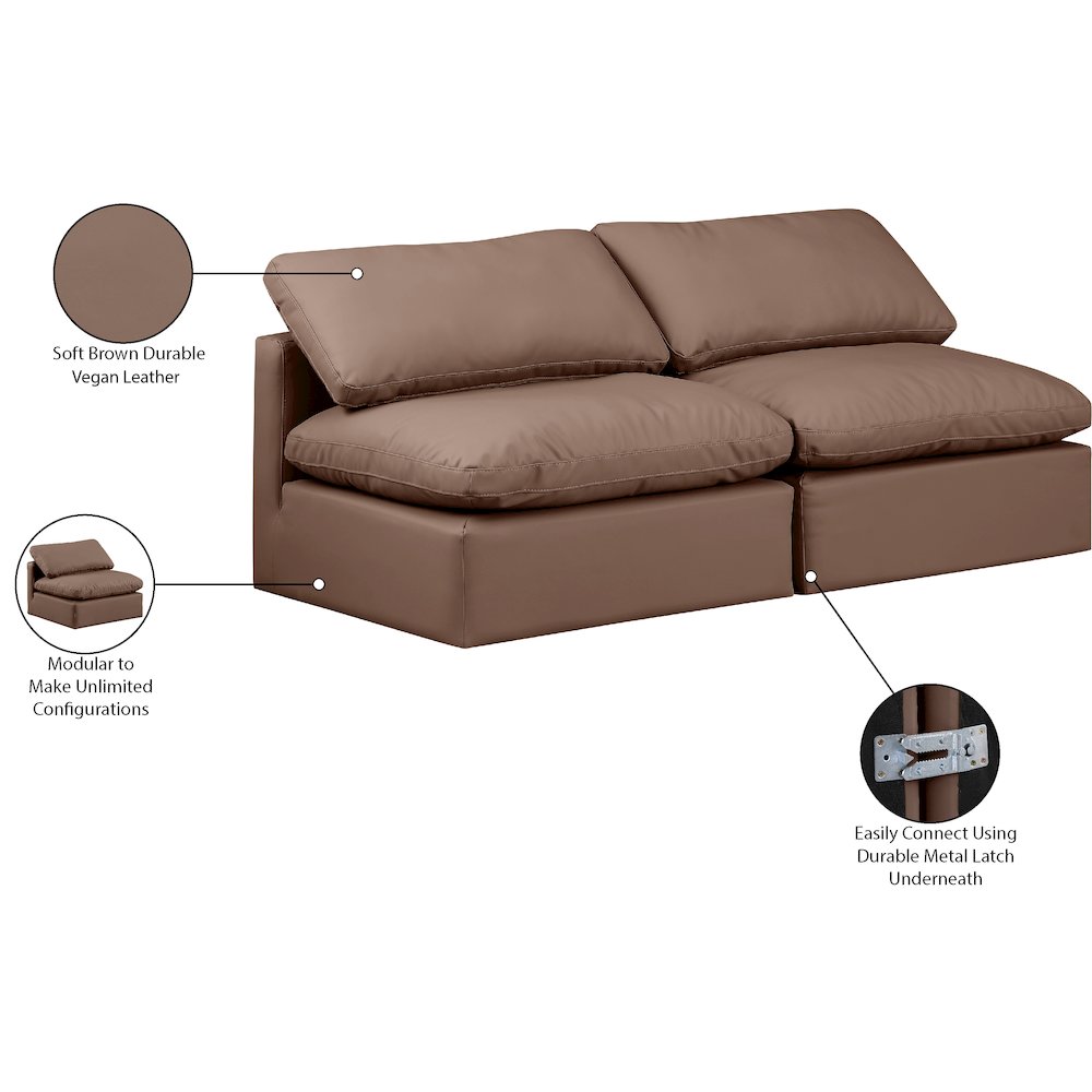 Indulge Brown Vegan Leather Modular Sofa. Picture 8