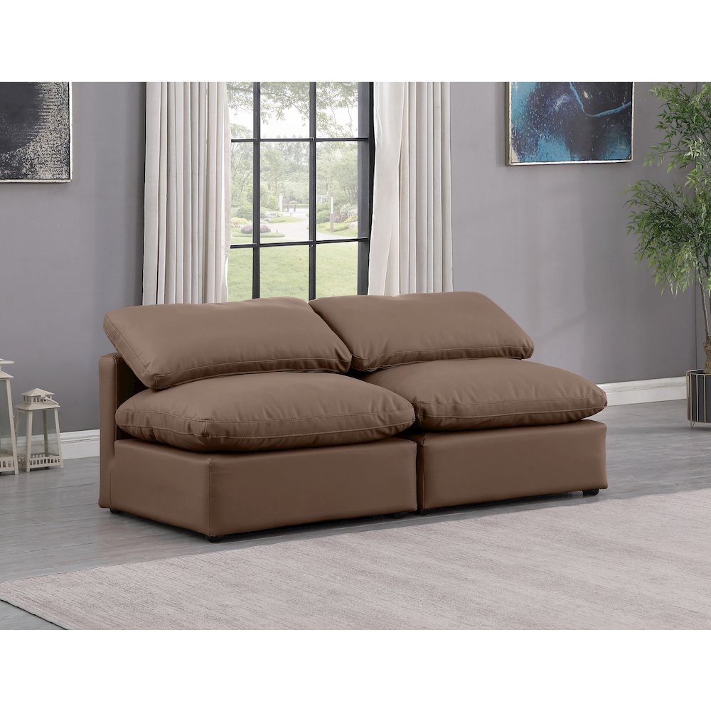 Indulge Brown Vegan Leather Modular Sofa. Picture 2