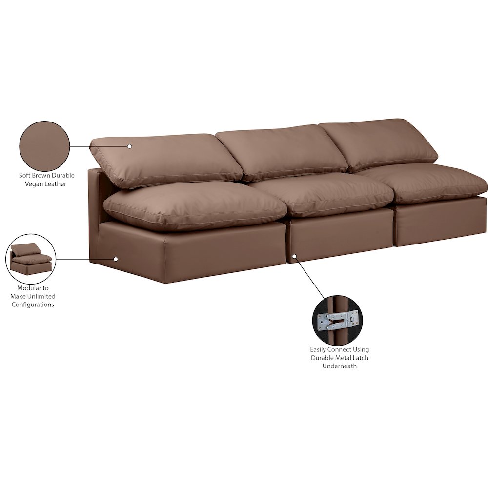 Indulge Brown Vegan Leather Modular Sofa. Picture 8