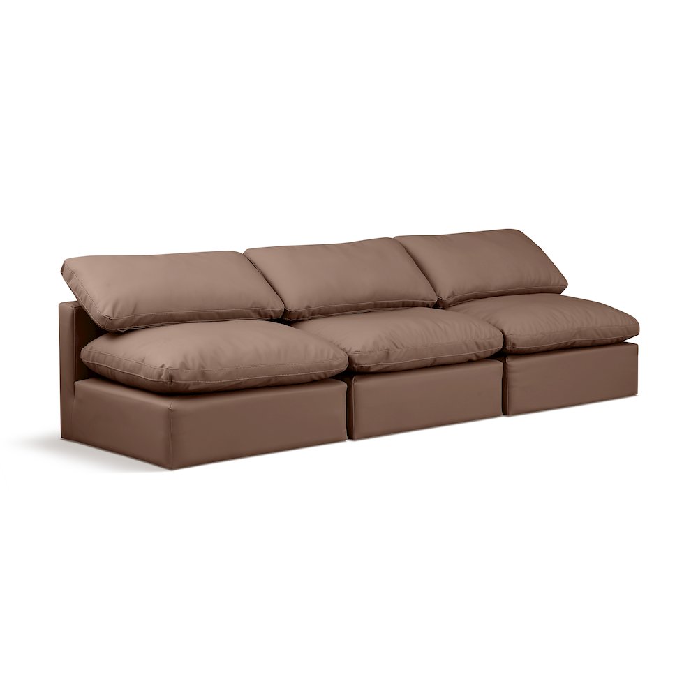 Indulge Brown Vegan Leather Modular Sofa. Picture 1