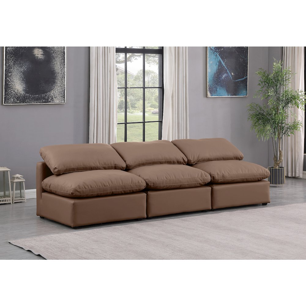 Indulge Brown Vegan Leather Modular Sofa. Picture 2