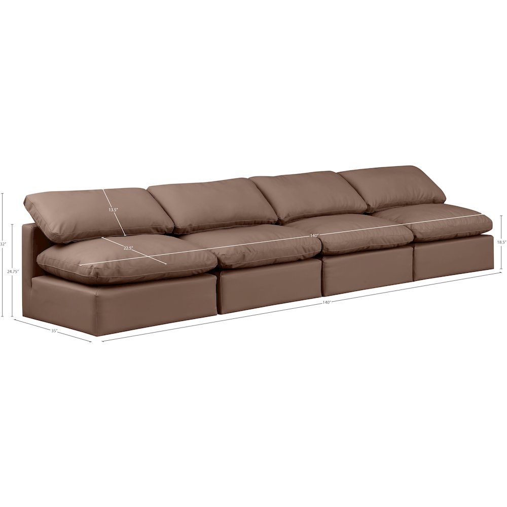 Indulge Brown Vegan Leather Modular Sofa. Picture 7