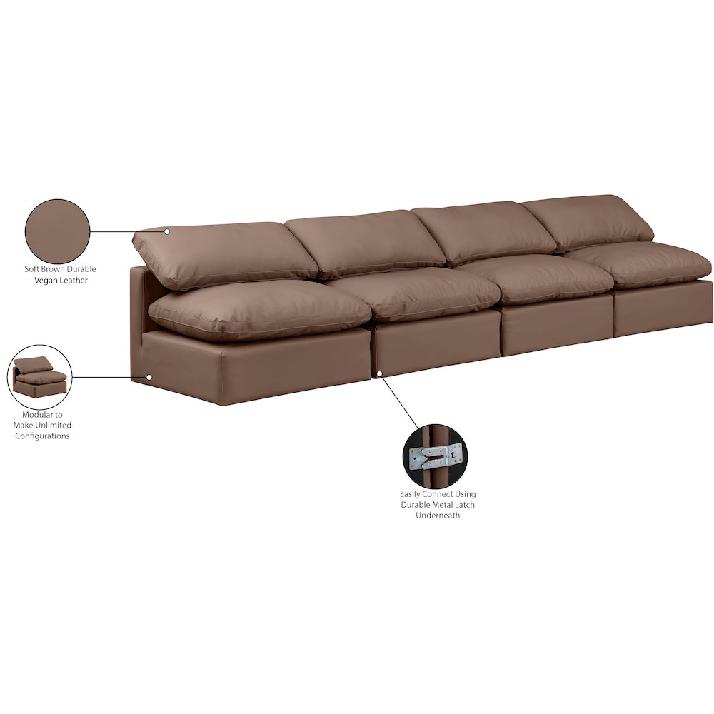 Indulge Brown Vegan Leather Modular Sofa. Picture 8