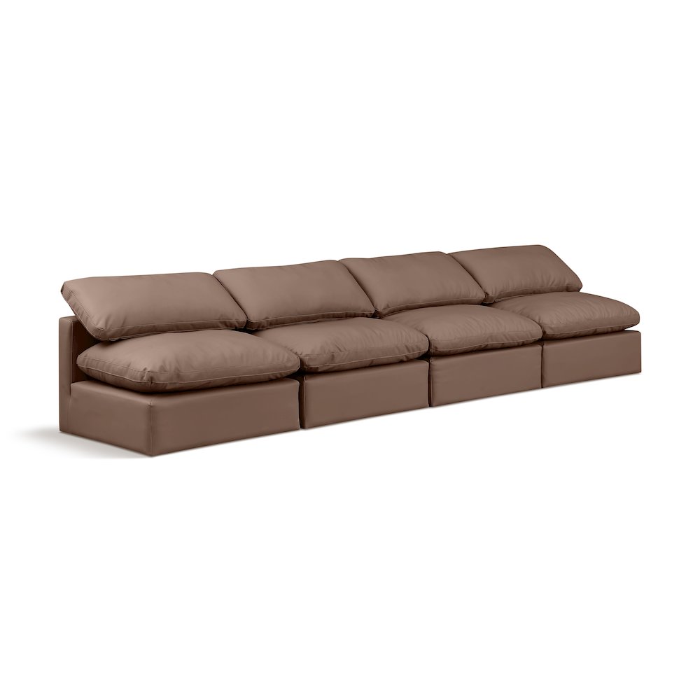 Indulge Brown Vegan Leather Modular Sofa. Picture 1
