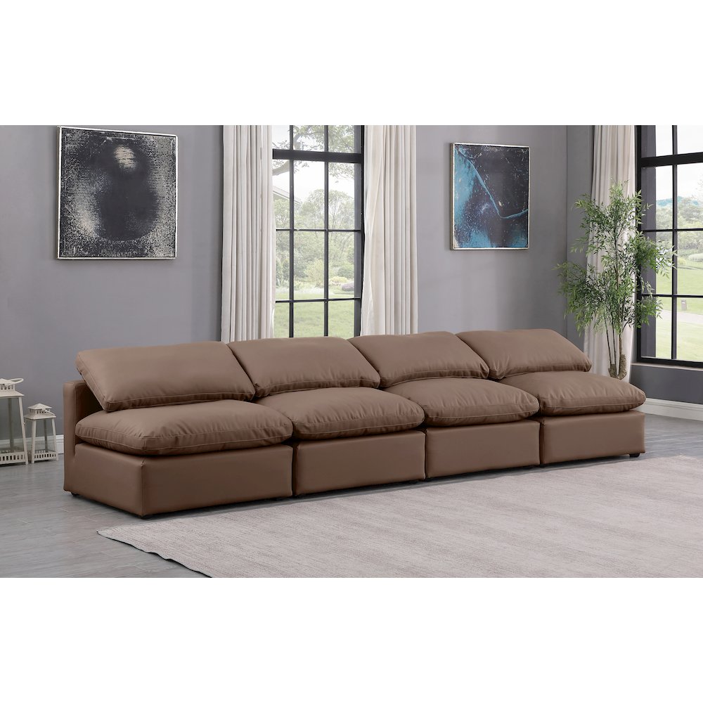 Indulge Brown Vegan Leather Modular Sofa. Picture 2