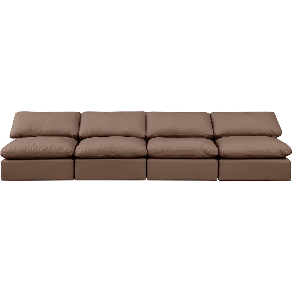 Indulge Brown Vegan Leather Modular Sofa. Picture 4