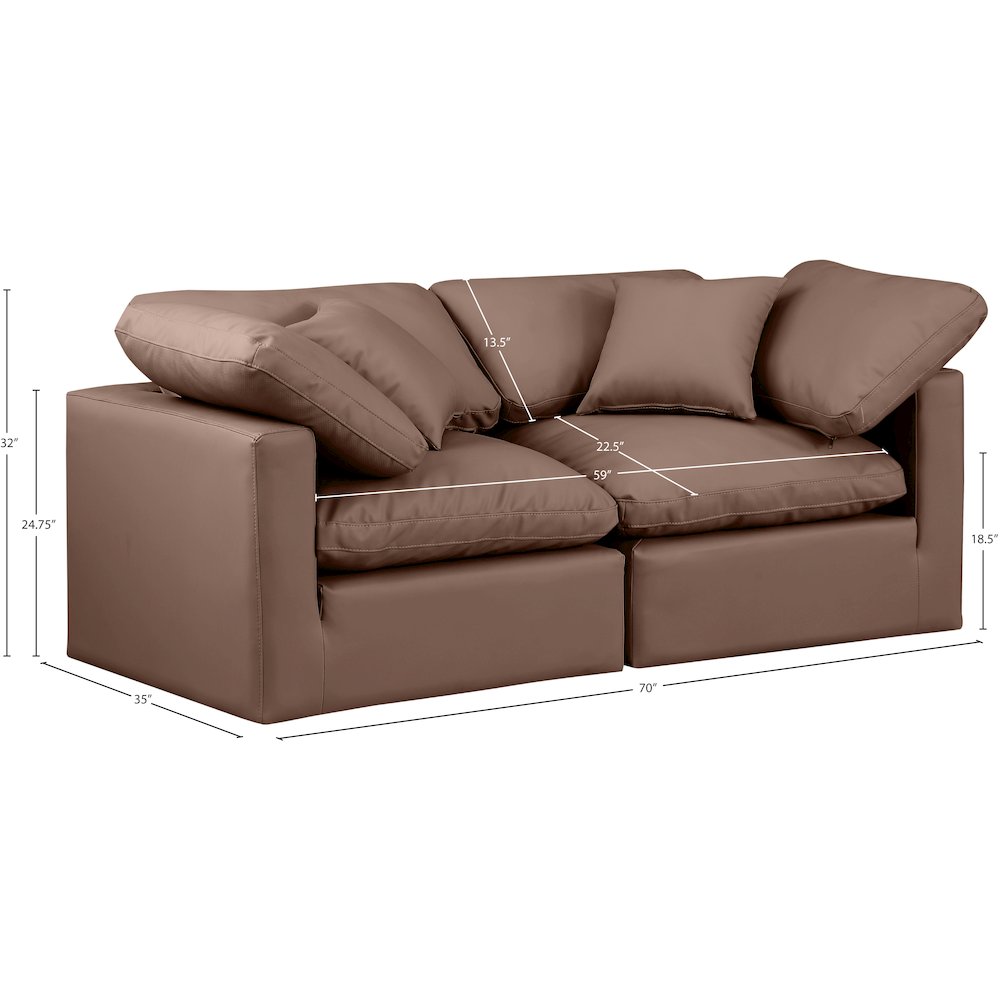 Indulge Brown Vegan Leather Modular Sofa. Picture 8