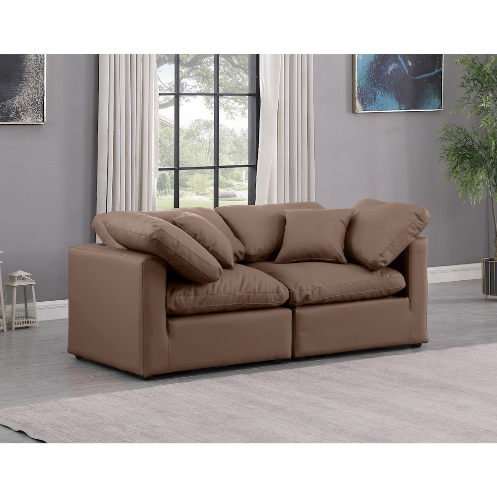 Indulge Brown Vegan Leather Modular Sofa. Picture 2