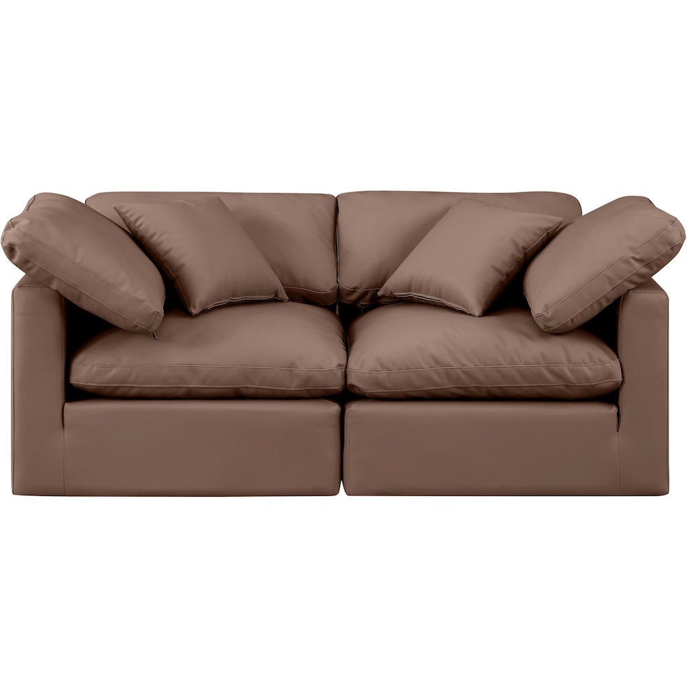 Indulge Brown Vegan Leather Modular Sofa. Picture 4