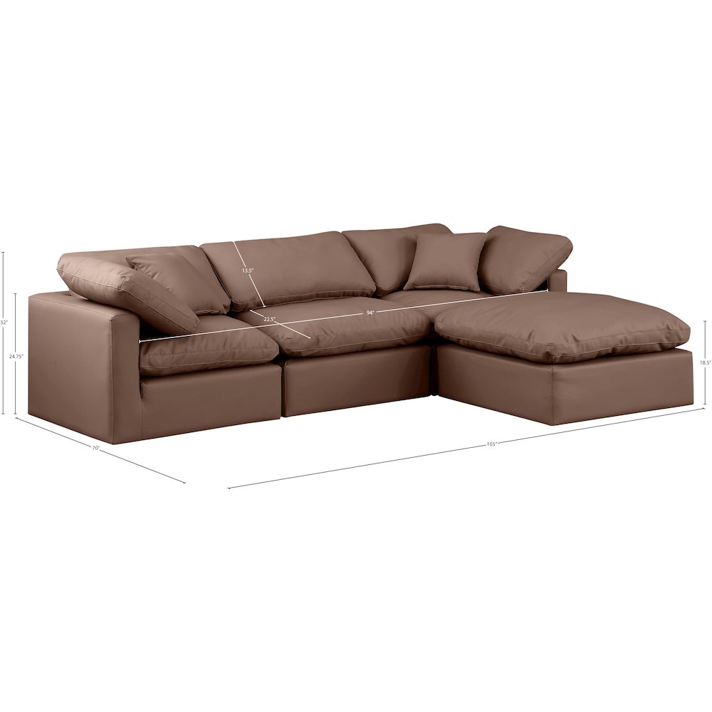 Indulge Brown Vegan Leather Modular Sectional. Picture 8