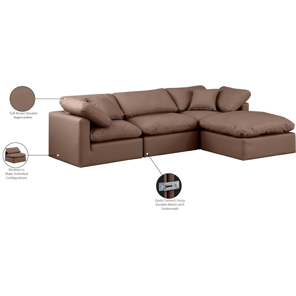 Indulge Brown Vegan Leather Modular Sectional. Picture 9
