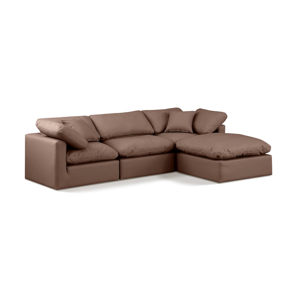 Indulge Brown Vegan Leather Modular Sectional. Picture 1