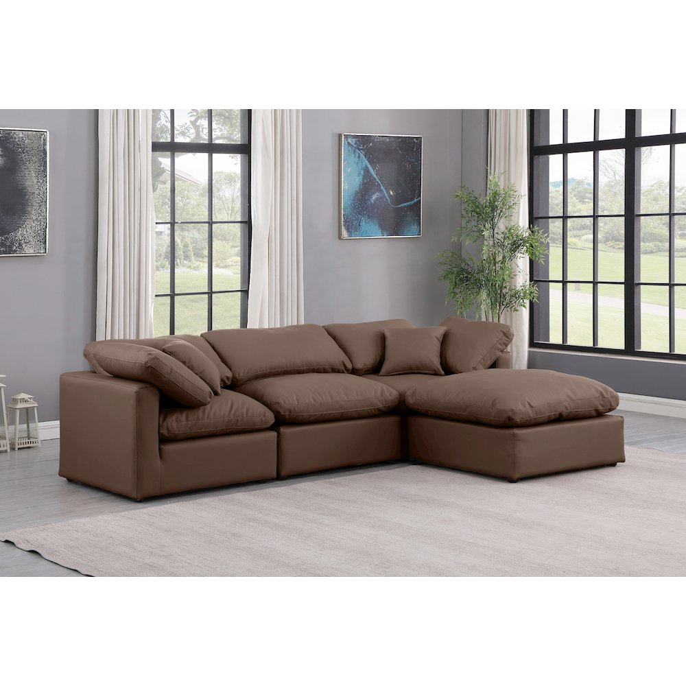 Indulge Brown Vegan Leather Modular Sectional. Picture 2