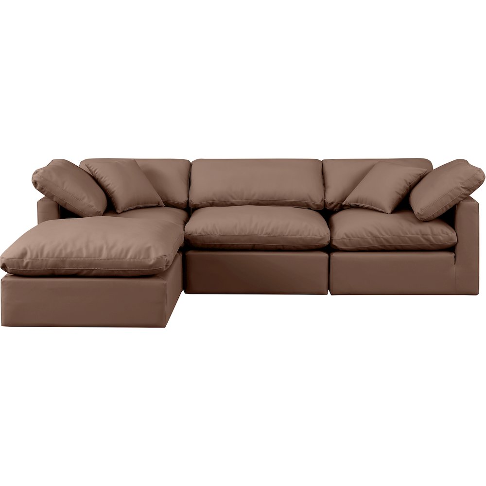 Indulge Brown Vegan Leather Modular Sectional. Picture 4