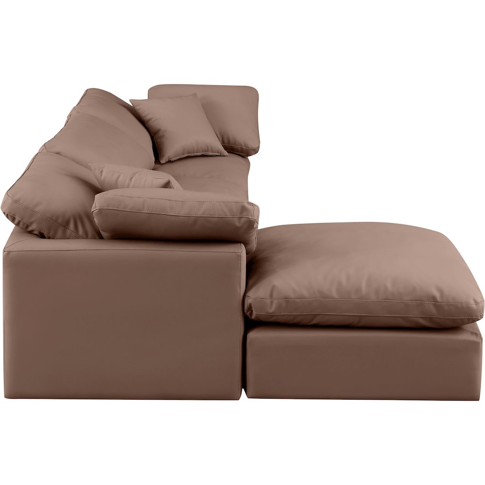 Indulge Brown Vegan Leather Modular Sectional. Picture 5